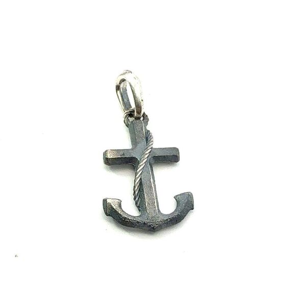 David Yurman Maritime Anchor Pendant Sterling Silver Estate DY666 - Picture 1 of 4